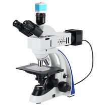 Haiyue three-eye high-definition high-power light and dark field metallographic microscope connected to computer to take pictures and measure chip metal material analysis professional electronic industry precision testing instrument 5X 10X 20X 50X