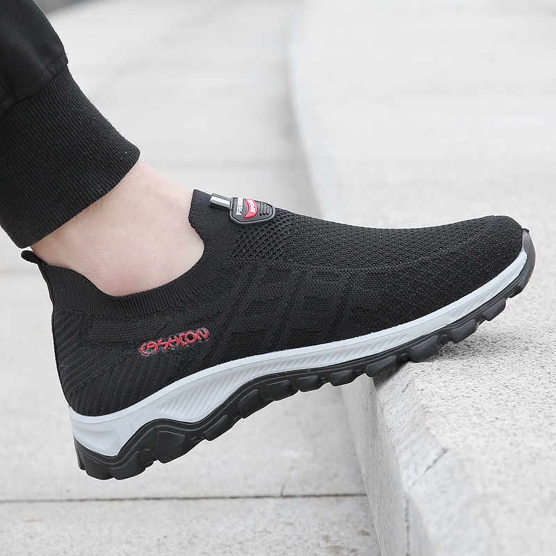 Summer Dad Walking Shoes 2022 Mesh Sneakers Men's Breathable Middle-aged Lazy Casual Shoes Lightweight Soft Sole Mesh Shoes