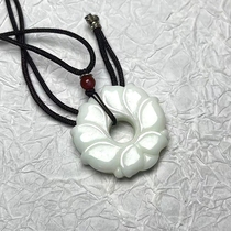 Xian specialty blue field jade white jade green low lotus pendant good luck continuous jade pendant lotus necklace terracotta warriors and horses same style