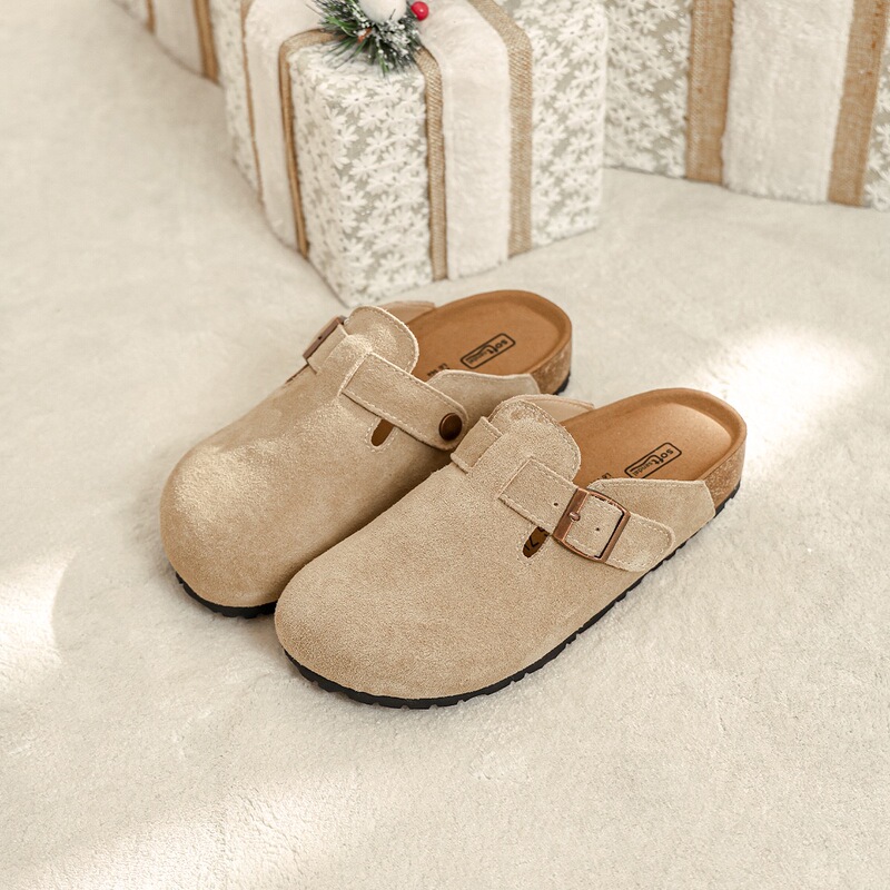 Genuine Leather Suede Birkenstock Shoes with Cork Sole, Slip-On Style for Men and Women, Mango-Shaped Toe, Arch Support Birkenstock Shoes