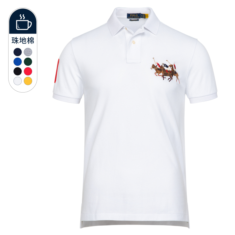 North American Genuine Rl Ralph Lauren American Casual Pure Cotton Lapel Three-Horse Short-Sleeved Polo Shirt Men's T-Shirt North American Genuine Rl Ralph Lauren American Casual Pure Cotton Lapel Three-Horse Short-Sleeved Polo Shirt Men's T-Shirt