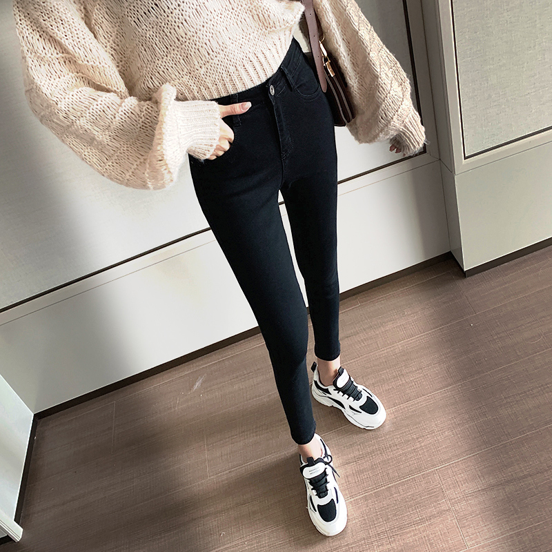 Black Cropped Skinny Jeans for Petite Women, Pencil Style, Spring New 2026, Mid-Waist, Slim Fit, Korean Style, Tapered Pants Black Cropped Skinny Jeans for Petite Women, Pencil Style, Spring New 2026, Mid-Waist, Slim Fit, Korean Style, Tapered Pants