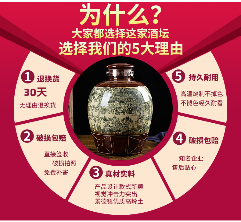 JingDe archaize big jars of household sealing liquor bottle ceramic deposit it 10 jins 20 jins 50 kg to mercifully wine