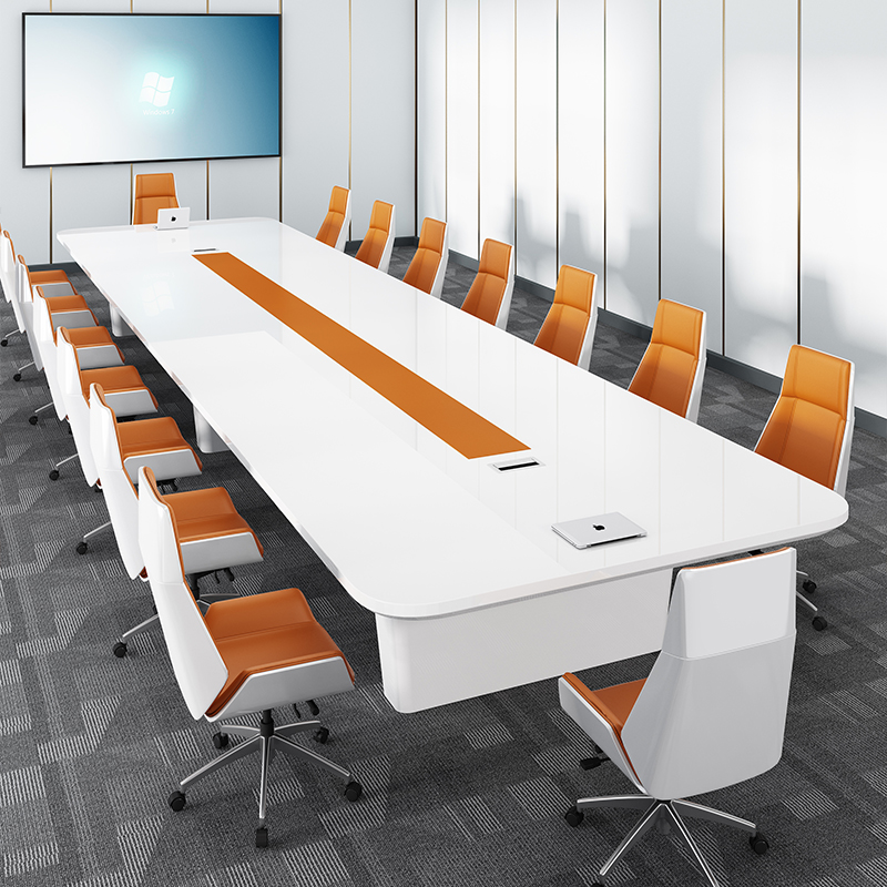 Baking Varnish Conference Table And Chairs Combination Brief Modern High-end Meeting Room Large Bar Long Table Training Desk Office Furniture