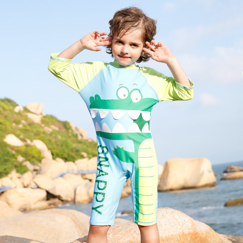 Children's swimsuit Boys ' middle and large children's baby jumpsuit Swimming trunks Children's boy Buoyancy sunscreen swimsuit set