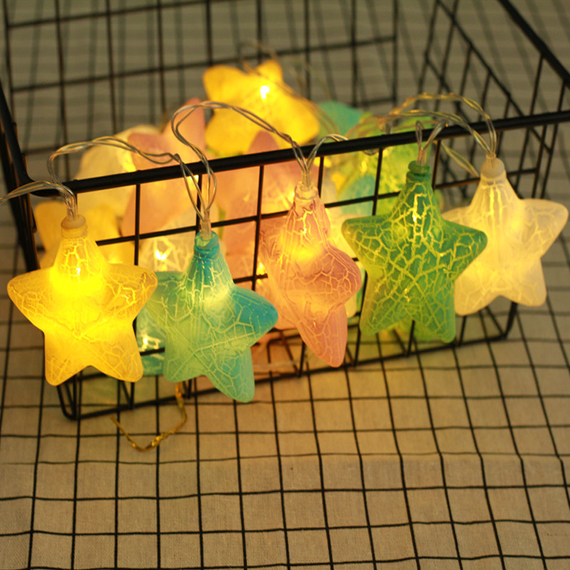 Small star lamp USB lantern decoration net red room bedroom mosquito net hanging lamp crack pentagram flash light string battery