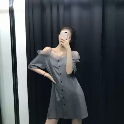 2020 new one-shoulder dress very fairy French niche bellflower skirt Zhixun French suspender egg skirt