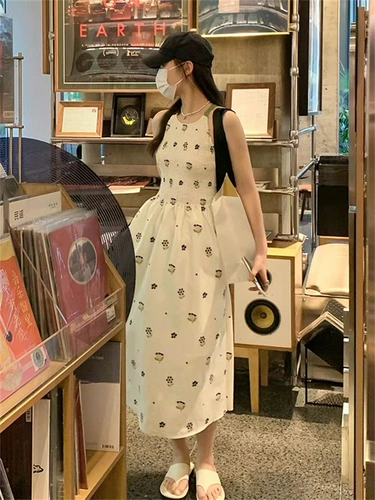 Сексуальная летняя ретро длинная юбка без рукавов, корсет, платье, французский стиль, с открытой спиной, цветочный принт