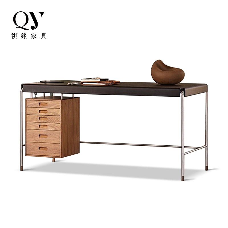 Qiyuan Bauhaus Desk Stainless Steel Industrial Vintage Style Designer Desk with Storage Cabinet Qiyuan Bauhaus Desk Stainless Steel Industrial Vintage Style Designer Desk with Storage Cabinet