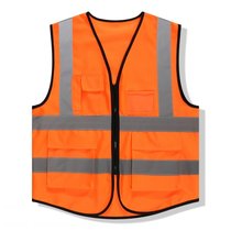 Printable multi-pocket reflective vest Reflective fluorescent multi-pocket yellow reflective vest that glows at night