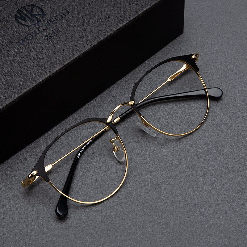 Wood Super Light Glasses Frame Men Retro Art Circular Limited Female with color myopic lens eyebrow wire