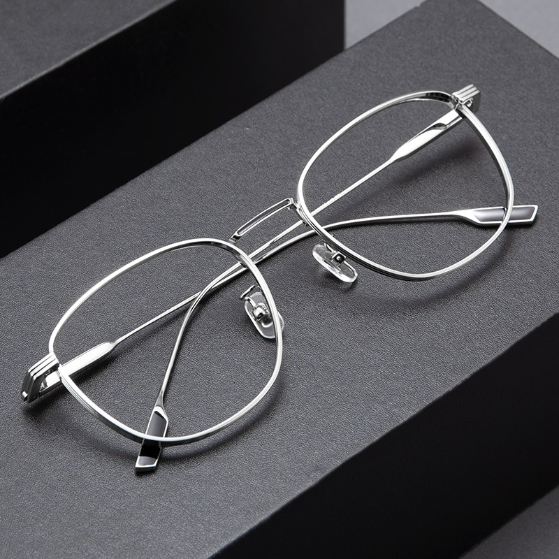 Wood pure titanium wide-edged glasses frame male ultra light art round frame eyeframe can be matched with myopic lens glasses frame female