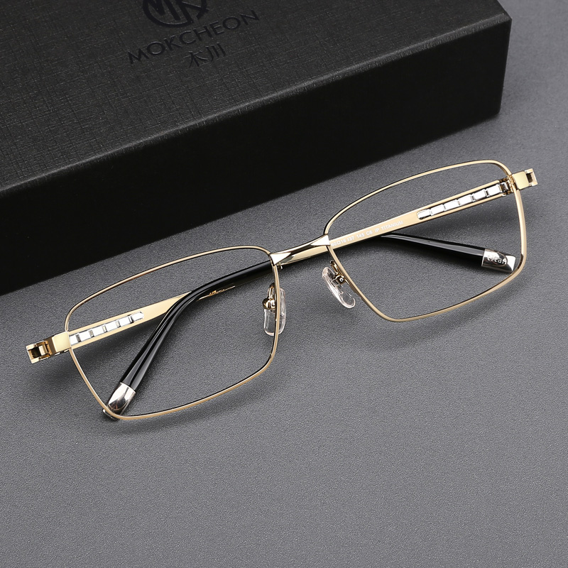 Wooden Sichuan Eye frames men's gold silk pure titanium ultra light mirror frame 150mm large face big box Weiler with the same glasses-Taobao