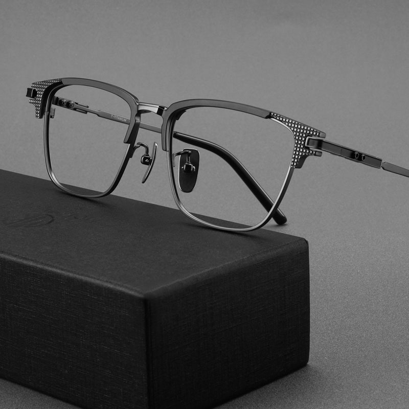 Kimura Takuya Eyeglass Frames for Men, Myopia, Blue Light Blocking, Half-Frame, Ultra-Light, Pure Titanium, Can Be Customized with Prescription, Same Style as Fumoto Koki Kimura Takuya Eyeglass Frames for Men, Myopia, Blue Light Blocking, Half-Frame, Ultra-Light, Pure Titanium, Can Be Customized with Prescription, Same Style as Fumoto Koki
