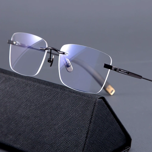 木川 Бесплатные бокалы миопии чистого титанового бизнеса ретро -зеркало каркас yairi anti -blue light Большое лицо тонкое