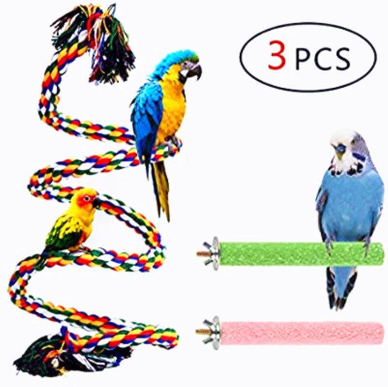 Parrot toy bites climbing cotton rope scrub station pole tiger peony bird cage toy exercise puzzle