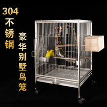 304 Stainless Steel Parrot Bird Cage Luxury Home Big Number Villa Breeding Cage 8 Gothic Pony Peony Bird Cage