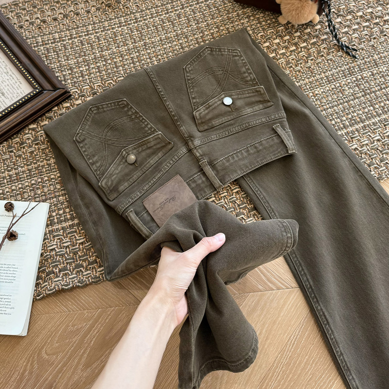 2026 Autumn New Arrival [Mocha Brown] Melard High-Waisted Stretchy Flared Jeans for Women, Slimming and Fitting Denim Pants