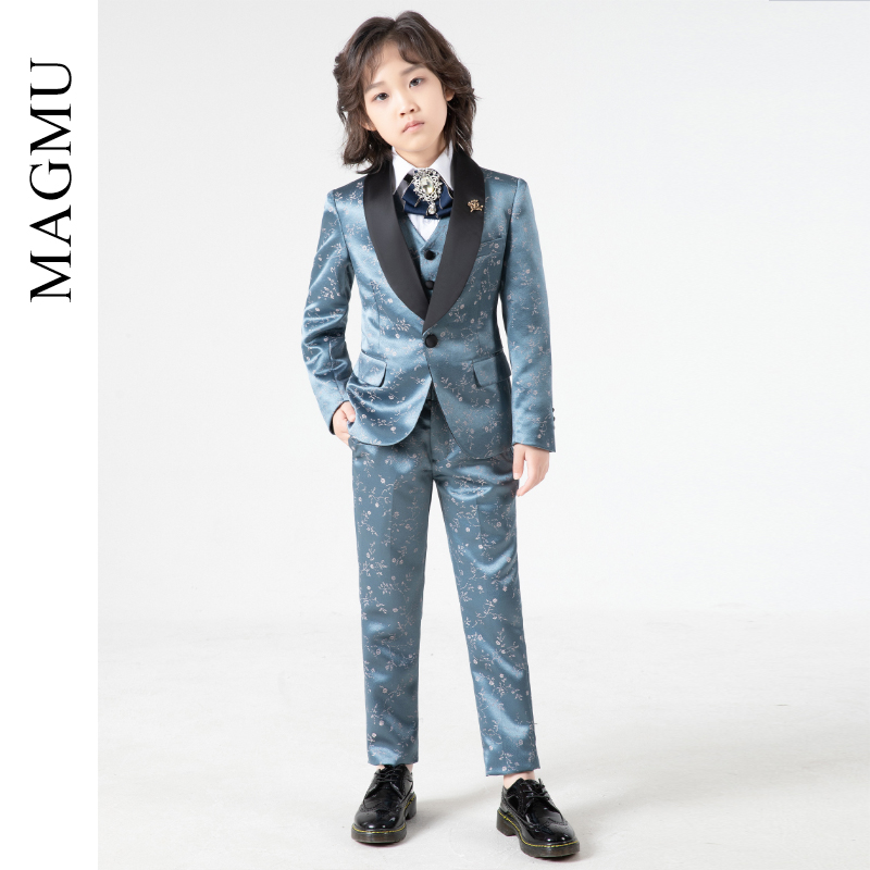 Children Suits Suit Boy Flowers Children's Gowns Spring Summer Kids Handsome and Inn Wind Host Piano Plays Out