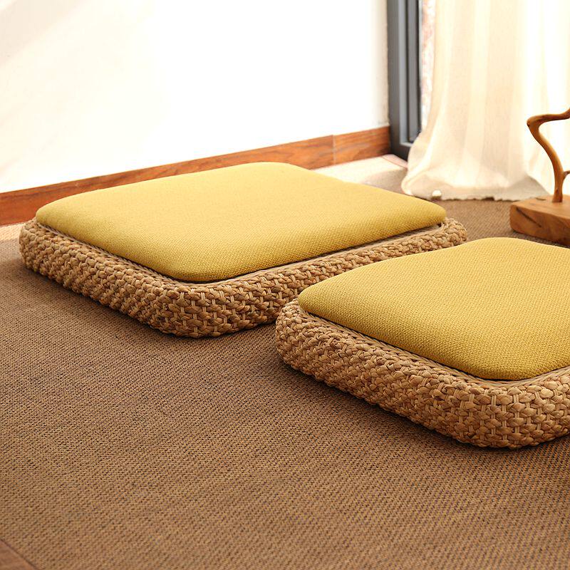 Japan-style rattan-made solid wood Peach cushion Zen cushion thickened tatami to take a seat Baifo Zen mat rattan chic tea road cushion