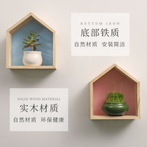 Nail-free magnetic house type wooden Macaron storage box shelf Display stand Display stand Small house decorative wall magnetic shelf