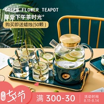 English Fruit Teapot set Afternoon tea Tea set Candle tea making glass Teapot Household light luxury Teapot set