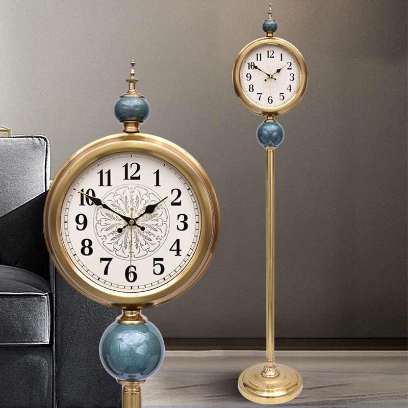 American Living Room Landing Bell Home Light Lavish Fashion Ceramic Stand Clock Craft Ground Clock Home Big Fall Terrace Clocks-Taobao