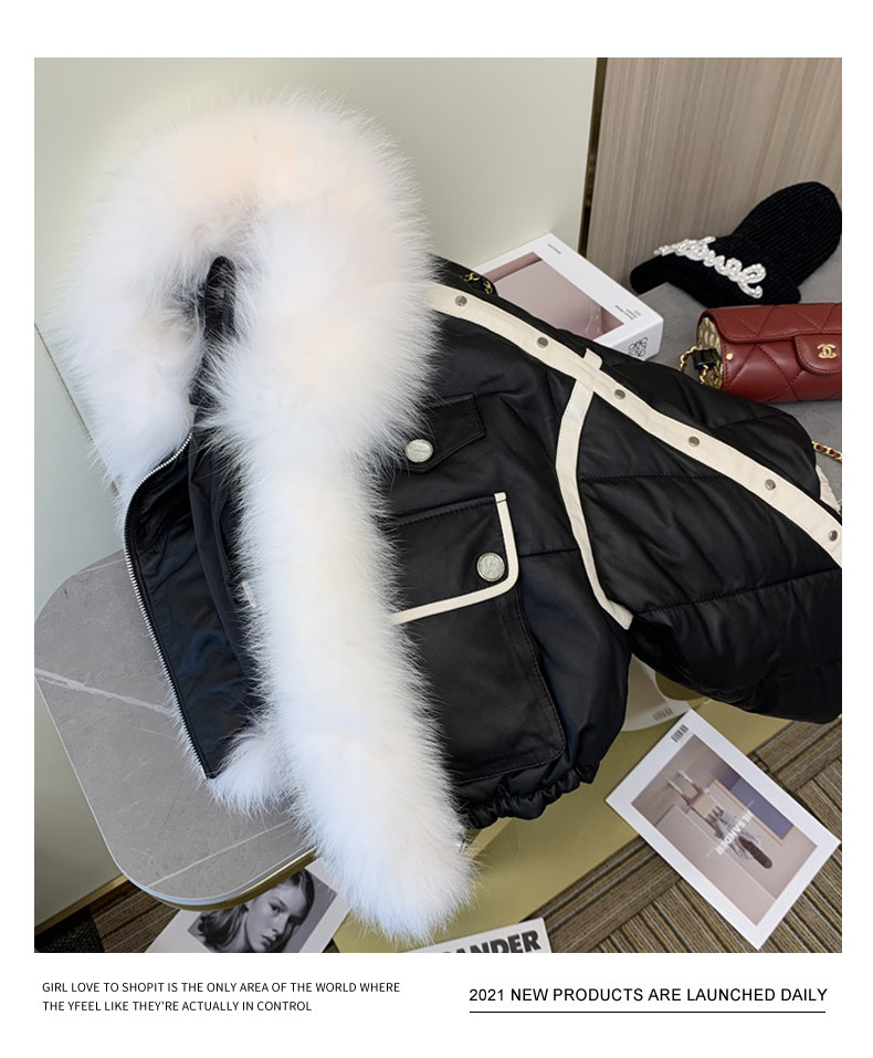 Старинное пальто 【原创小众】黑色棉服女2023冬季新款加绒加厚短款毛绒外套ins潮