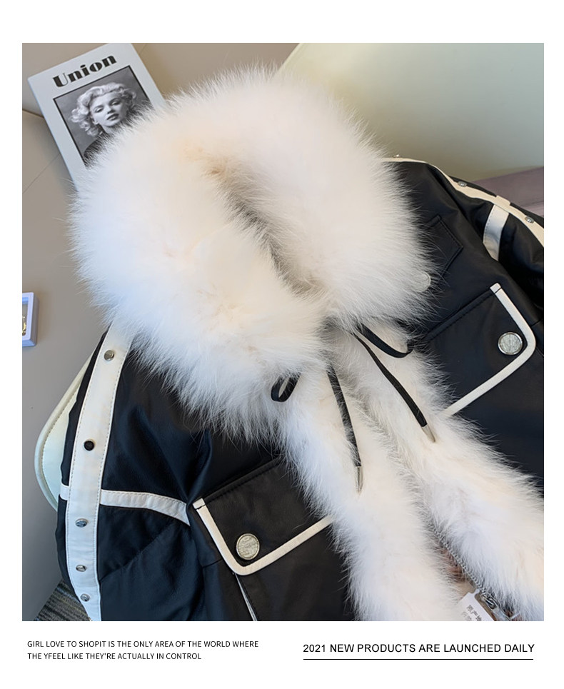 Старинное пальто 【原创小众】黑色棉服女2023冬季新款加绒加厚短款毛绒外套ins潮