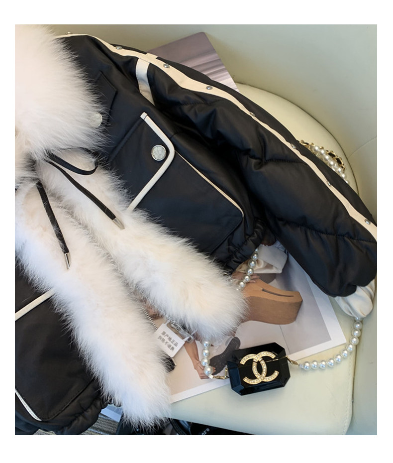 Старинное пальто 【原创小众】黑色棉服女2023冬季新款加绒加厚短款毛绒外套ins潮