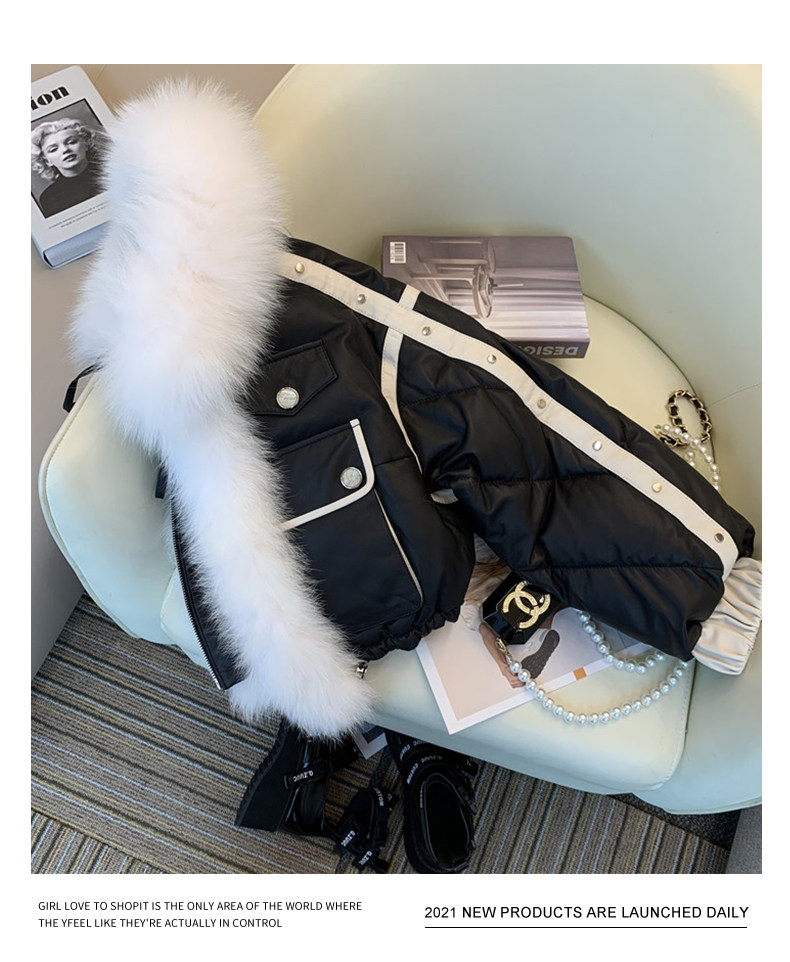 Старинное пальто 【原创小众】黑色棉服女2023冬季新款加绒加厚短款毛绒外套ins潮