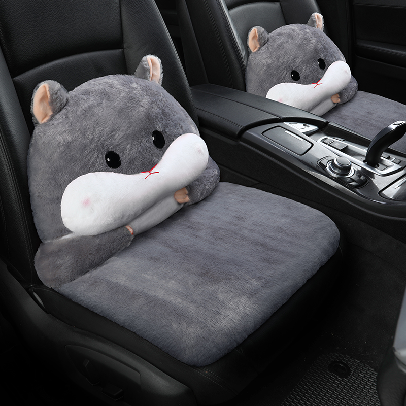 Car Cushions Winter Short Plush Cute Cartoon Three Sets Winter Warm Goddess Seat Cushion Cover Single Sheet Universal Cushion