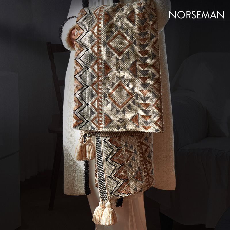 Norsman Bohemian Pure Cotton Knitted Blanket Sofa Blanket Decorative Blanket Shawl Blanket Nap Blanket Throw Blanket