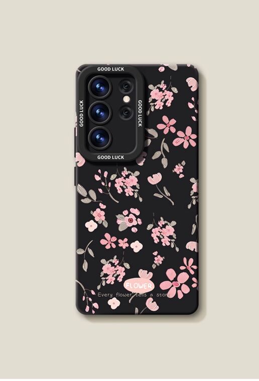 Lavender Floral Pink Flower Silicone Anti-Fall Samsung Phone Case