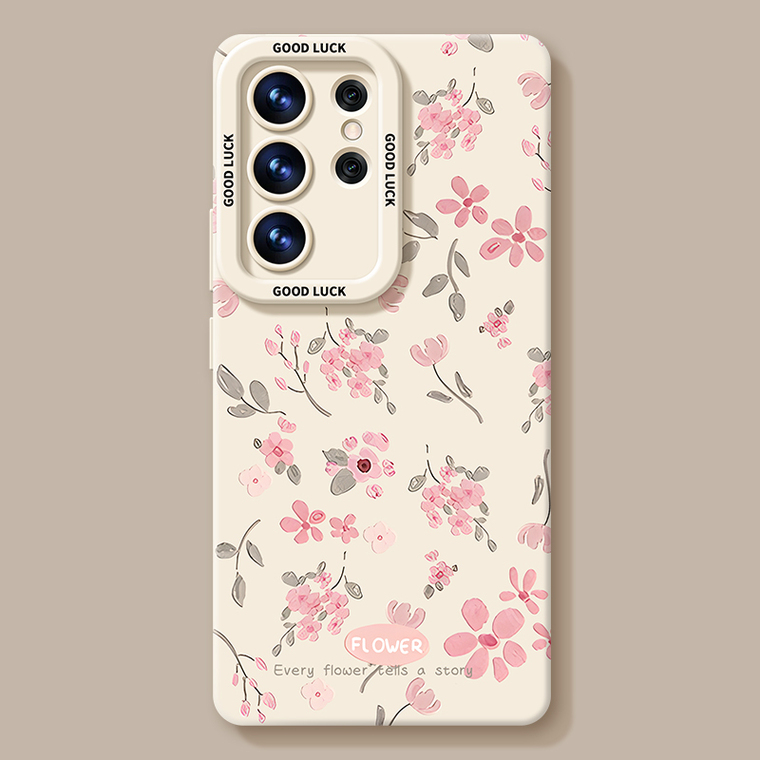 Lavender Floral Pink Flower Silicone Anti-Fall Samsung Phone Case