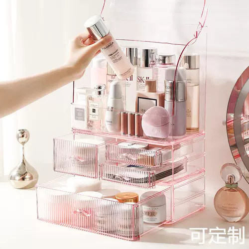 Косметическая настольная коробка для хранения, туалетный столик, вместительная и большая помада для ухода за кожей