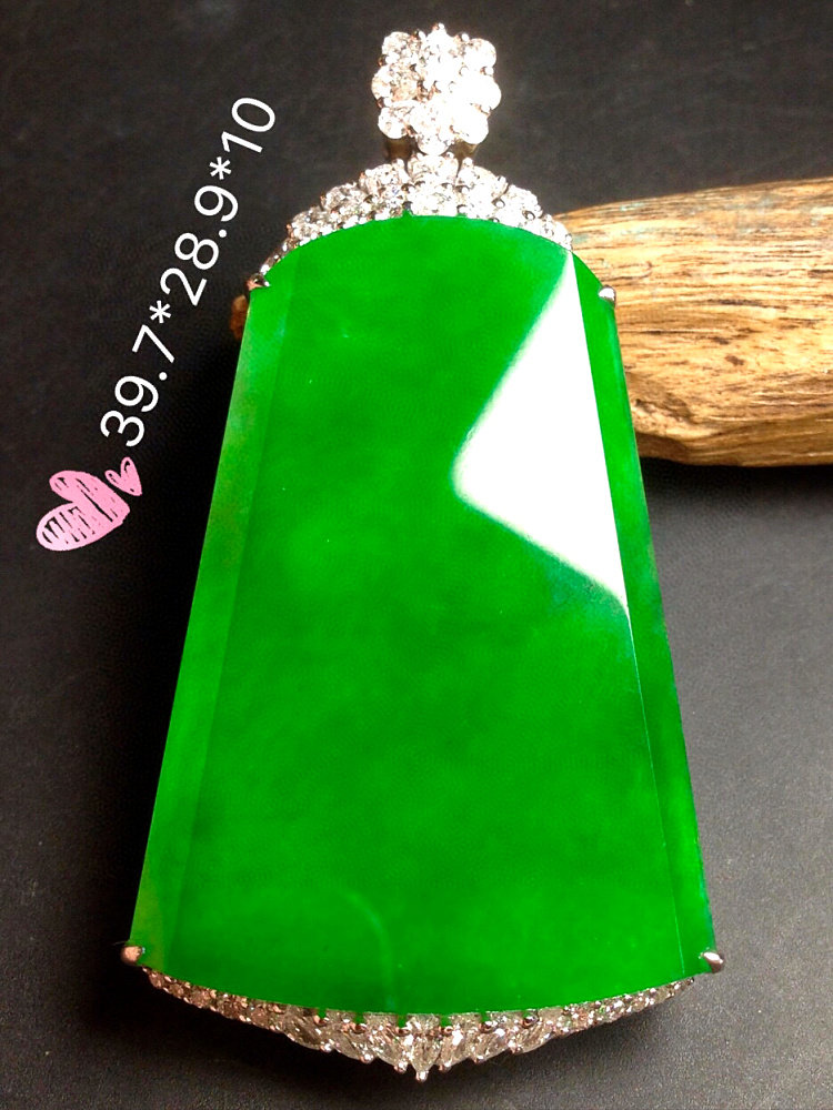 Natural Burmese Ice Species Manyang Green Jade Pendant Safe and Safe Brand 18K Gold Inlaid Easy Pendant A Cargo With Certificate Women's