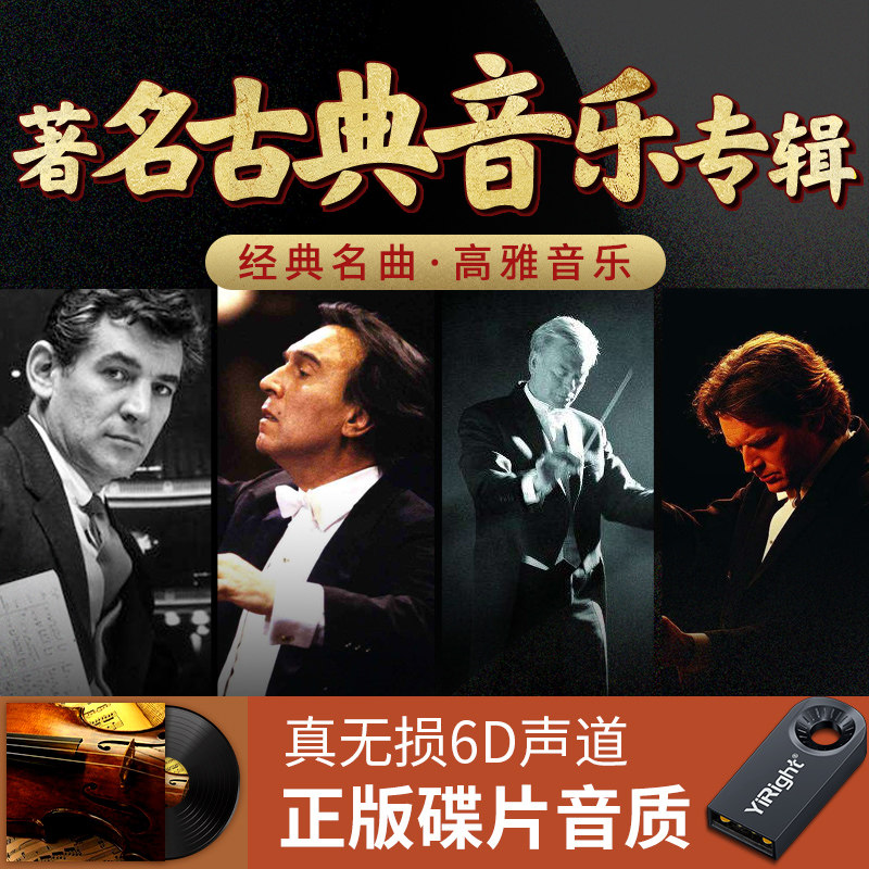 Classical music U disk high sound quality no distortion world famous piano songs Beethoven Mozart Berlin Sound Symphony high quality pure music songs USB portable disc saxophone cello car portable disk