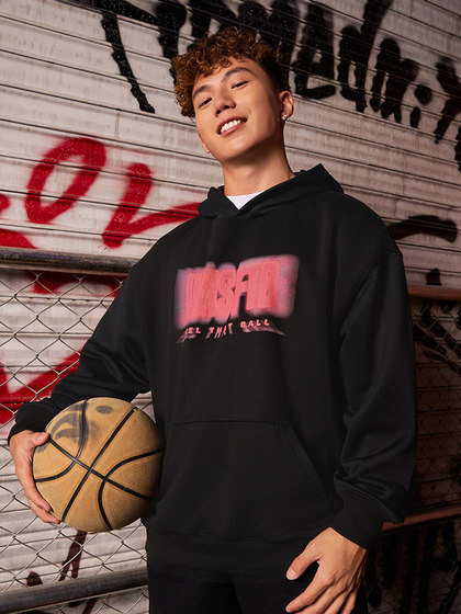 有志者UZIS美式潮流运动卫衣男春秋宽松保暖复古篮球连帽卫衣叠影