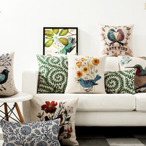 Fields Garden Style Little Bird American Japan-ROK Retro Art Car leaning on pillows Office sofa cushions thick lbs cotton linen pillow