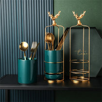 Porcelain wood kitchen household drain chopstick tube creative ceramic chopstick cage Nordic kitchen light luxury knife fork and spoon storage tube