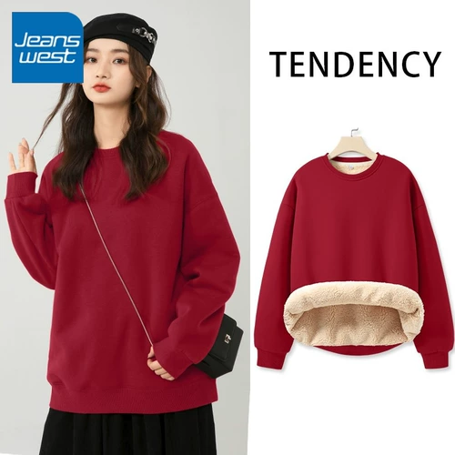 Красная зимняя бархатная толстовка, оберег на день рождения, куртка, круглый воротник