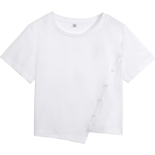 Летняя короткая сексуальная белая футболка с коротким рукавом