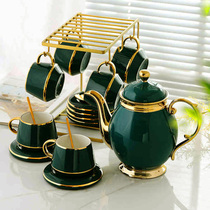 New bone china coffee cup saucer set Coffee Cup European small luxury dark green ceramic cup ins Wind luxury luxury