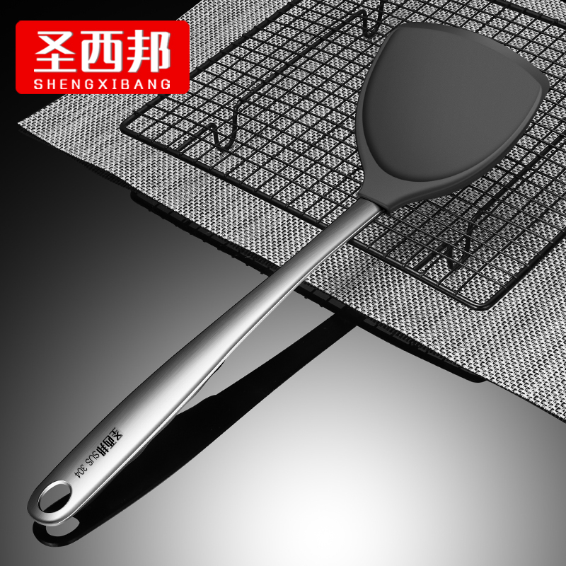 Non-stained silicone Silicone Shovel Fried Vegetable Shovel high temperature resistant Home Stainless Cookware Special protective boiler Silicone Pan Shovel