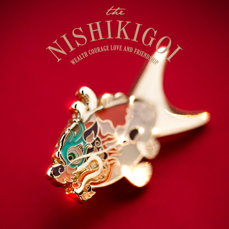 Original national tide ancient style fish brooch Koi jewelry men's gold list title badge girls summer birthday gift Tanabata