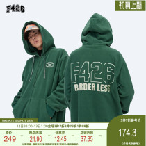 (F426 Official Shop) National Tide Card Lovers Street Loose 3 Color Embroidery Big LOGO Rocking Grain Flannel Zipped Jacket Jacket