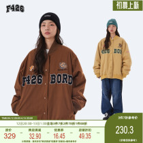 (F426 Official Shop) Guochao Lovers Hip Hop Autumn Winter Dog Heads Big LOGO Shuttle Weaving Loose Casual Baseball Uniforms
