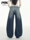 [F426 Official Store]National Trend Brand Autumn New American Casual Versatile Loose Deconstructed Micro-Curved Knife-Cut Jeans