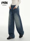 [F426 Official Store]National Trend Brand Autumn New American Casual Versatile Loose Deconstructed Micro-Curved Knife-Cut Jeans